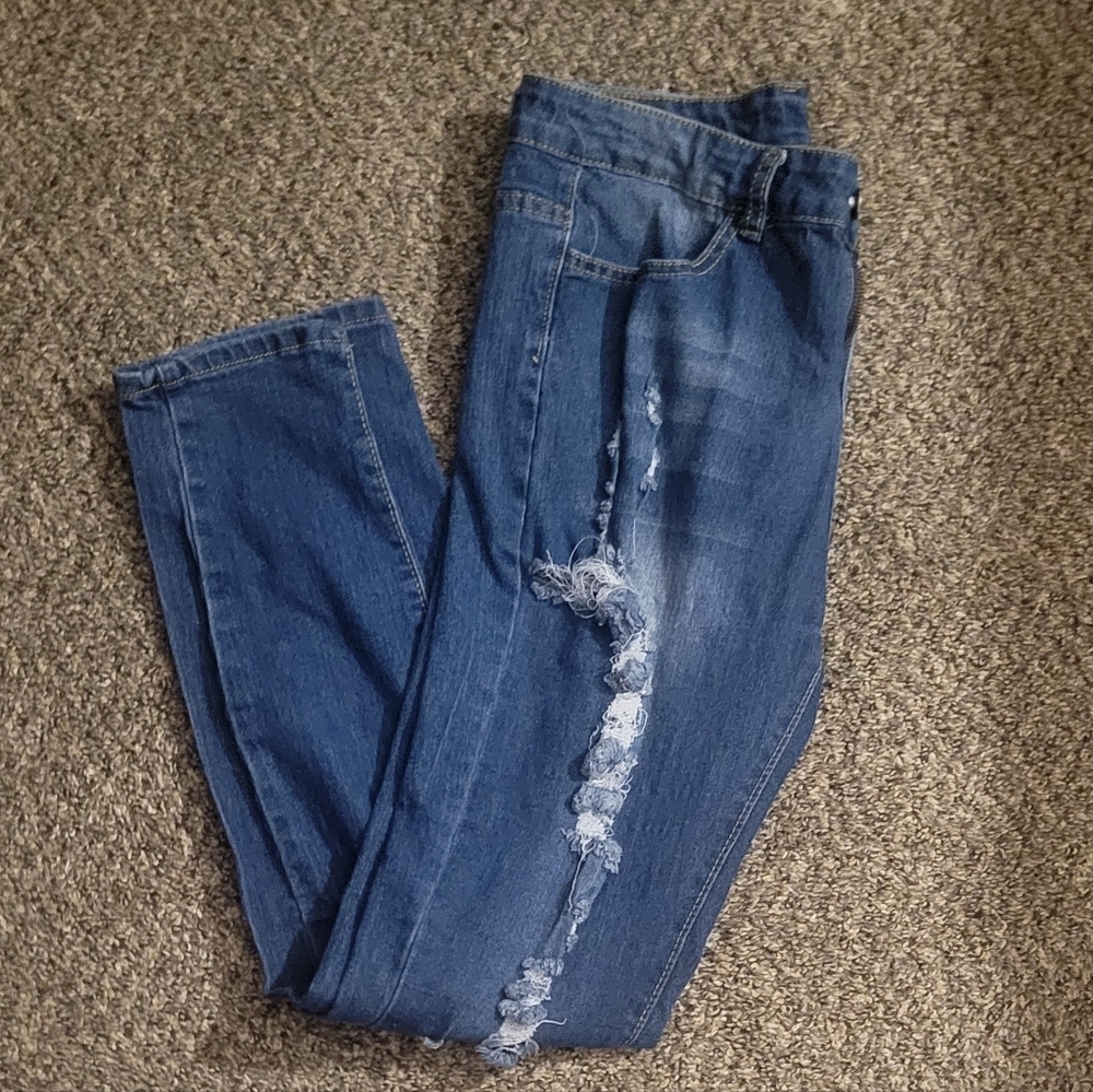 ☆•Women's Dark Blue Distressed Jeans•Size:X Large •☆ - Picture 5 of 5
